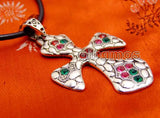 Red Cross Pendant Leather necklace - nec6153