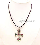 Red Cross Pendant Leather necklace - nec6153