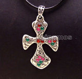 Red Cross Pendant Leather necklace - nec6153