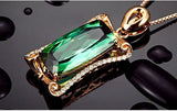 5ct Green Crystal Emerald Diamond Pendant Necklace for Women