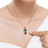 5ct Green Crystal Emerald Diamond Pendant Necklace for Women