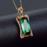 5ct Green Crystal Emerald Diamond Pendant Necklace for Women