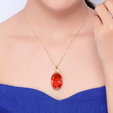 6 Carats Red Crystal Ruby Gemstones Diamonds Pendants Necklaces Women 24k Filled