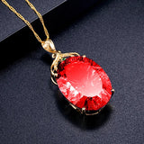 6 Carats Red Crystal Ruby Gemstones Diamonds Pendants Necklaces Women 24k Filled