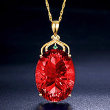 6 Carats Red Crystal Ruby Gemstones Diamonds Pendants Necklaces Women 24k Filled