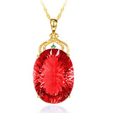 6 Carats Red Crystal Ruby Gemstones Diamonds Pendants Necklaces Women 24k Filled