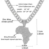 Big African Map Pendant Necklace Punk Rock Hip Hop Cuban Chain Necklace for Men