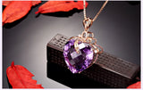 Amethyst Diamond Pendant Necklace Heart Crystal Rose Chain Jewelry