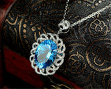Aquamarine Crystal Pendant Necklace for Women Gemstone Jewelry