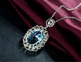 Aquamarine Crystal Pendant Necklace for Women Gemstone Jewelry