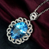Aquamarine Crystal Pendant Necklace for Women Gemstone Jewelry