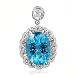 Aquamarine Crystal Pendant Necklace for Women Gemstone Jewelry