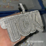 Baguette Zircon Letter Name Pendant Men HipHop Necklace Chain Rock Rapper
