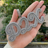 Baguette Zircon Letter Name Pendant HipHop Necklace Rock Rapper Jewelry
