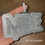 Baguette Zircon Letter Name Pendant Men HipHop Necklace Chain Rock Rapper