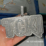 Baguette Zircon Letter Name Pendant Men HipHop Necklace Chain Rock Rapper