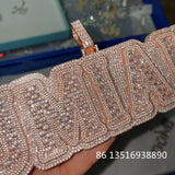 Baguette Zircon Letter Name Pendant HipHop Necklace Chain Rapper Jewelry