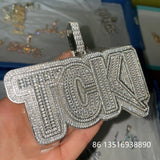 Baguette Zircon Letter Name Pendant Men HipHop Necklace Chain Rock Rapper