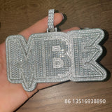 Baguette Zircon Letter Name Pendant Men HipHop Necklace Chain Rock Rapper