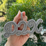 Baguette Zircon Letter Name Pendant HipHop Necklace Rock Rapper Jewelry