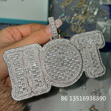 Baguette Zircon Letter Name Pendant HipHop Necklace Chain Rapper Jewelry