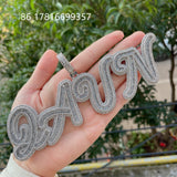 Baguette Zircon Letter Name Pendant HipHop Necklace Rock Rapper Jewelry