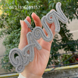 Baguette Zircon Letter Name Pendant HipHop Necklace Rock Rapper Jewelry