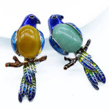 Big Bird Pendant Necklace with Natural Gems and Crystals
