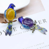 Big Bird Pendant Necklace with Natural Gems and Crystals