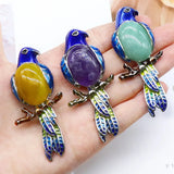 Big Bird Pendant Necklace with Natural Gems and Crystals