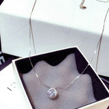 Zircon Stone Silver Rose Pendant Necklace for Women