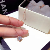Zircon Stone Silver Rose Pendant Necklace for Women