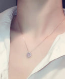 Zircon Stone Silver Rose Pendant Necklace for Women