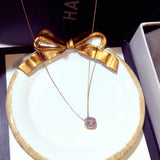Zircon Stone Silver Rose Pendant Necklace for Women