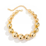 Big CCB Ball Beaded Chain Short Choker Necklace for Women Large Collar