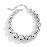 Big CCB Ball Beaded Chain Short Choker Necklace for Women Large Collar