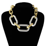 CCB Linked Chains Short Choker Necklace for Women Large Collar