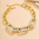 CCB Linked Chains Short Choker Necklace for Women Large Collar