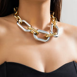 CCB Linked Chains Short Choker Necklace for Women Large Collar