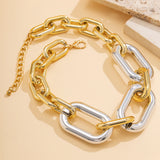 CCB Linked Chains Short Choker Necklace for Women Large Collar