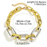 CCB Linked Chains Short Choker Necklace for Women Large Collar