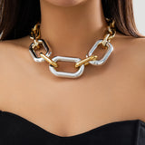 CCB Linked Chains Short Choker Necklace for Women Large Collar