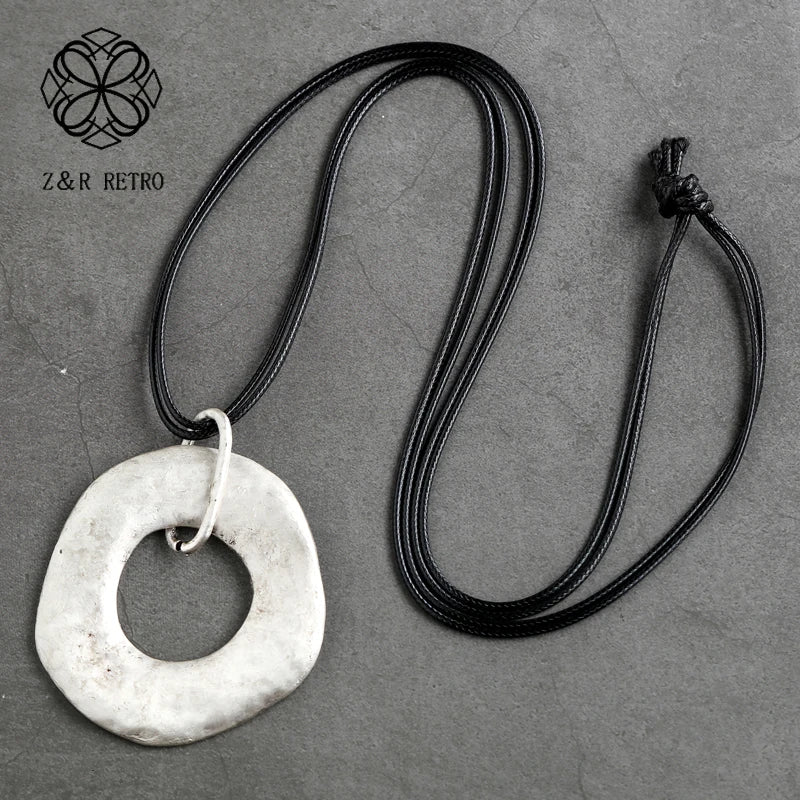 Geometric Chain Necklace Goth Metal Vintage Unisex Statement Pendant