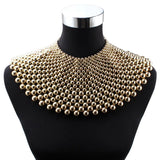Chunky Beaded Maxi Choker Pendant Necklace for Women