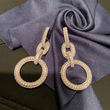 Big Circle Earrings 925 Silver Women's Chain Cubic Zircon Wedding Party Gift