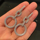 Big Circle Earrings 925 Silver Women's Chain Cubic Zircon Wedding Party Gift