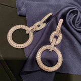 Big Circle Earrings 925 Silver Women's Chain Cubic Zircon Wedding Party Gift