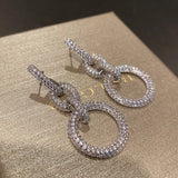 Big Circle Earrings 925 Silver Women's Chain Cubic Zircon Wedding Party Gift
