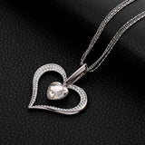 Crystal Hollow Glass Heart Layered Necklace for Women