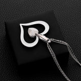Crystal Hollow Glass Heart Layered Necklace for Women